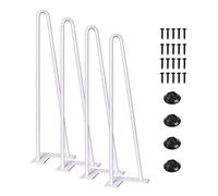 Willonin Set di 4 piedini per capelli fai da te mobili da tavolo in metallo gambe ideali per tavolo da pranzo, ufficio -con due pali, 41 cm, bianco