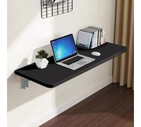 Willonin Tavolo da parete pieghevole per computer portatile, scrivania da lavoro a parete con supporti per guadagnare spazio, scrivere, mangiare/60 x 30 x 1,6 cm, nero