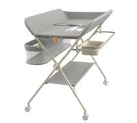 Willonin Tavolo per pannolini mobile, cassettiera per pannolini pieghevole con cesto portaoggetti, fasciatoio per neonati e piccoli oggetti, 5 altezze regolabili H62-90 cm, grigio