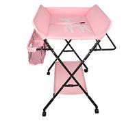 Willonin Tavolo per pannolini pieghevole e portatile, tavolo per allattamento, cura dei pannolini, cura del bambino, mobile, motivo giraffa, 80 x 66 x 98 cm, rosa
