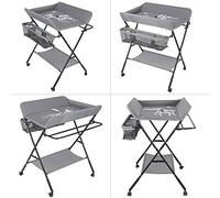 Willonin Tavolo per pannolini pieghevole e portatile, tavolo per allattamento, cura dei pannolini, cura del bambino, mobile, motivo giraffa, 80 x 66 x 98 cm, grigio