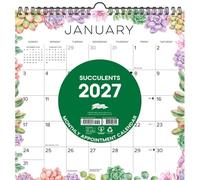 Willow Creek Press, Calendario da parete 2027 a spirale con piante grasse