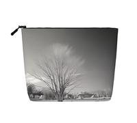 Willow Tree - Borsa per cosmetici a strato singolo, in finto lino, grande capacità, ideale per viaggi e viaggi d'affari