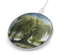 Willow Tree - Caricabatterie wireless da 10 W, certificato Qi, con cavo USB e indicatore LED, stazione di ricarica portatile per tutti i telefoni abilitati Qi