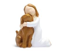 Willow Tree Figura Ragazza con Cane,Willow Tree Cane statuetta in resina, dolce figura angelo regalo, piccola figura angelo custode per amanti dei cani, decorazione casa & ufficio