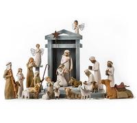 Willow Tree Nativity Premier Plus - Set di 24 statuine scolpite di pastori, animali e angeli