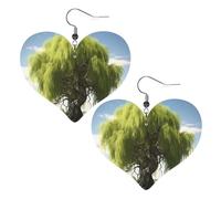 Willow Tree Prints, orecchini a forma di cuore in pelle, eleganti e leggeri, pendenti per donne e ragazze, taglia unica, in pelle, senza pietre preziose