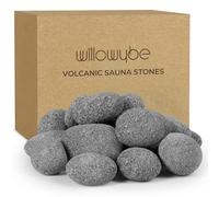 WILLOWYBE Roccia per sauna vulcanica, 16 kg, roccia lavica arrotondata per riscaldamento elettrico e a legna, rocce porose per sauna a vapore morbido, colore grigio naturale