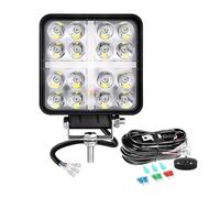 Willpower 1PC Faro LED 4 Pollici 48W Faretto LED 12V 24V Luci da Lavoro Spotlights Fendinebbia LED per Trattore Fuoristrada Camion Barca Auto 4x4, IP67, 3000K&6000K, Con Cablaggio, Quadrato