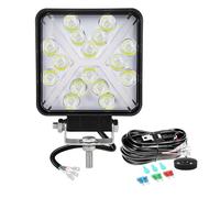 Willpower 1PC Faro LED 4 Pollici 48W Faretto LED 12V 24V Luci da Lavoro Spotlights Fendinebbia LED per Trattore Fuoristrada Camion Barca Auto 4x4, IP67, 3000K&6000K, Con Cablaggio, Quadrato