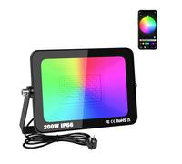 Willpower 1x Faretto LED da Esterno RGB 200W, Fari LED con APP Bluetooth Telecomando, Cambio Colore Rgbw, Proiettori Dimmerabile con Memoria,Timer, Modalità di Strobo DIY, per Giardino Palco Partito