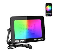 Willpower 1x Faretto LED da Esterno RGB 50W, Fari LED con APP Bluetooth Telecomando, Cambio Colore Rgbw, Proiettori Dimmerabile con Memoria,Timer, Modalità di Strobo DIY, per Giardino Palco Partito
