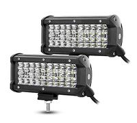 Willpower 2PCS Barra LED 18cm 7 Pollici 120W Fari LED 12V 24V Combo SpotImpermeabile Faretti LED Faro da Lavoro LED Barra Luci LED per Fuoristrada Auto Trattore Camion 4x4 Barca ATV