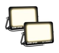 Willpower 2pcs Faretto LED da Esterno 50W 5000LM Faro LED Bianca Caldo 3500K Proiettore LED Impermeabile Lampada Luce di Sicurezza a LED Illuminazione per Giardino Garage Cortile Patio Corridoio