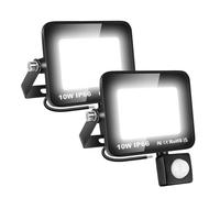 Willpower 2PCS Faro LED Esterno con Sensore di Movimento 10W 1000LM Faretto LED Bianca Fredda 6000K Proiettore LED IP66 85V-265V Luce di Sicurezza per Giardino Cortile Garage Patio Corridoio