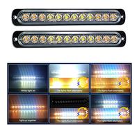 Willpower 2pz LED Lampada di Emergenza Strobo 12LED Ambra Bianco Lampeggiante Luci 12V 24V 18 Modalità Barra Luminosa per Camion Rimorchi Auto Camper Fuoristrada Trattori Sicuro Faretti Fendinebbia