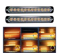 Willpower 2pz LED Lampada di Emergenza Strobo 12LED Ambra Lampeggiante Luci 12V 24V 18 Modalità Barra Luminosa IP67 per Camion Rimorchi Auto Camper Fuoristrada Trattori, Sicuro Faretti Fendinebbia