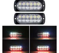 Willpower 2pz Ultra Sottile Luce Stroboscopica di Emergenza 12LED Rosso Bianco Pericolo Lampeggiante Luci 12V 24V 18 Modalità Spia Luminosa IP67 Luci di Recupero per Camion Rimorchi Auto Camper
