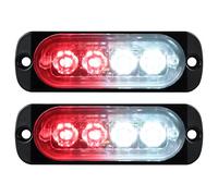 Willpower 2pz Ultra Sottile Luce Stroboscopica di Emergenza 4LED Rosso Bianco Pericolo Lampeggiante Luci 12V 24V 18 Modalità Spia Luminosa IP67 Luci di Recupero per Camion Rimorchi Auto Camper
