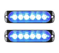 Willpower 2pz Ultra Sottile Luce Stroboscopica di Emergenza 6LED Blu Pericolo Lampeggiante Luci 12V 24V 18 Modalità Spia Luminosa IP67 Luci di Recupero per Camion Rimorchi Auto Camper Fuoristrada