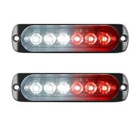 Willpower 2pz Ultra Sottile Luce Stroboscopica di Emergenza 6LED Rosso Bianco Pericolo Lampeggiante Luci 12V 24V 18 Modalità Spia Luminosa IP67 Luci di Recupero per Camion Rimorchi Auto Camper