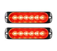 Willpower 2pz Ultra Sottile Luce Stroboscopica di Emergenza 6LED Rosso Pericolo Lampeggiante Luci 12V 24V 18 Modalità Spia Luminosa IP67 Luci di Recupero per Camion Rimorchi Auto Camper Fuoristrada