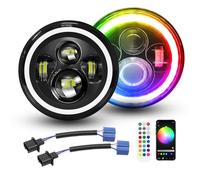 Willpower 2x Fari LED 7 Pollici 50W 5000lm, Faro a Led Bianco + RGB, Rotonda Luci Fuoristrada DRL HI LO Fascio Anteriore Faro Lampada per Wrangler JK TJ LJ CJ Auto Hummer Moto