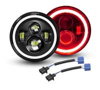 Willpower 2x Fari LED 7 Pollici 50W 5000lm, Faro a Led Bianco + Rosso, Rotonda Luci Fuoristrada DRL HI LO Fascio Anteriore Faro Lampada per Wrangler JK TJ LJ CJ Auto Hummer Moto