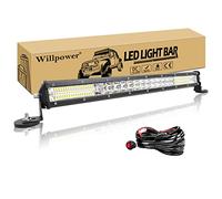 Willpower Barra LED Fuoristrada 20 Pollici 180W + Magnetico Supporto + Cablaggio Barra Luci LED Fila Unica Slim Faretti LED 12V 24V Impermeabile Faro da Lavoro LED per Auto Trattore Camion Barca