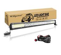 Willpower Barra LED Fuoristrada 24 Pollici 216W + Magnetico Supporto + Cablaggio Barra Luci LED Fila Unica Slim Faretti LED 12V 24V Impermeabile Faro da Lavoro LED per Auto Trattore Camion Barca