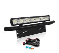 Willpower Barra LED Fuoristrada 50cm + Portatarga Auto 58CM + Cablaggio 12V | Barra Luci Led 420W, 6000K Bianco, IP67, Paraurti Anteriore Bull Bar Supporto, per Barca 4x4 Trattore Camion Quad Offroad ATV