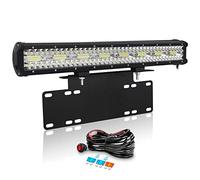 Willpower Barra LED Fuoristrada 58cm + Portatarga Auto 37CM + Cablaggio 12V | Barra Luci Led 480W, 6000K Bianco, IP67, Paraurti Anteriore Bull Bar Supporto, per Barca 4x4 Trattore Camion Quad Offroad ATV