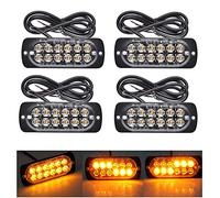 Willpower Barra LED Strobo 12LED Ambra Lampeggiante Per Auto 12V 24V