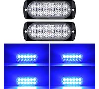 Willpower Barra LED Strobo 12LED Blu Lampeggiante Per Auto 4x4 12V 24V | 2pz Lampada di Emergenza Luci, 18 Modalità, per Trattore Camion Rimorchi Barca Fuoristrada, Sicuro Faretti Fendinebbia