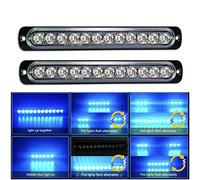 Willpower Barra LED Strobo 12LED Blu Lampeggiante Per Auto 4x4 12V 24V | 2pz Lampada di Emergenza Luci, 18 Modalità, per Trattore Camion Rimorchi Barca Fuoristrada, Sicuro Faretti Fendinebbia