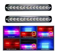 Willpower Barra LED Strobo 12LED Blu Rosso Lampeggiante Per Auto 12V 24V | 2pz Lampada di Emergenza Luci, 18 Modalità, per 4x4 Trattore Camion Rimorchi Barca Fuoristrada, Sicuro Faretti Fendinebbia