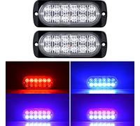 Willpower Barra LED Strobo 12LED Blu Rosso Lampeggiante Per Auto 12V 24V | 2pz Lampada di Emergenza Luci, 18 Modalità, per 4x4 Trattore Camion Rimorchi Barca Fuoristrada, Sicuro Faretti Fendinebbia