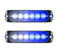 Willpower Barra LED Strobo 6LED Blu Bianco Lampeggiante Per Auto 12V 24V | 2pz Lampada di Emergenza Luci, 18 Modalità, per 4x4 Trattore Camion Rimorchi Barca Fuoristrada, Sicuro Faretti Fendinebbia