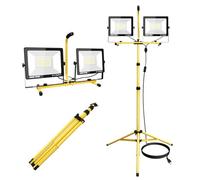 Willpower Doppio Faretto LED da Cantiere su Treppiede 200W 20000LM Proiettore LED con Cavo 3m Impermeabile IP65 Faro da Lavoro LED Luce Bianca 6000K per Esterni Interni Feste Barbeque Garage Giardino