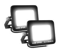 Willpower Faro LED Esterno 10W Faretti LED 6000K Bianco | 2PCS Proiettore LED 1,000lm, Senza Spina, Impermeabilità IP66, Luce per Giardino Garage Cortile Officina Patio Terrazza