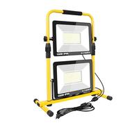 Willpower Portatile Faretto da Cantiere a LED, 2 x 100W 20000LM Faretti LED Faro LED Con Spina, Staffa Pieghevole, Faretto Lavoro Per Officina, Garage, Industriale, Giardino Esterno, Bianco 6000K