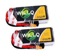 WILLQ Batteria Lipo da 650 mAh 7,4 V 2S/11,1 V 3S/14,8 V 4S 75C con connettore XT30 per Drone da Corsa FPV, Confezione da 2,650mah 3s 11.1v 75c xt30