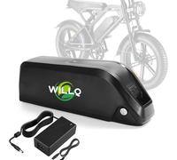 WILLQ Batteria per Bici elettrica Fat Tire 48V 8Ah 10Ah 13Ah 15Ah 17,5Ah agli ioni di Litio, con Caricabatterie, BMS 30A Porta USB e Blocco di Sicurezza per Motore da 0 a 840W,48v8ah