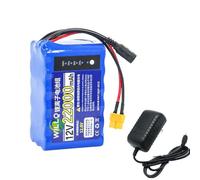WILLQ Batteria Ricaricabile 12 Volt Barca RC nidificazione Batteria Litio 12V 18Ah 22Ah 24Ah 30Ah con Spia LED + Caricabatterie per Pezzi Ricambio per Barca Pesca RC,12v 22000mah+Charger