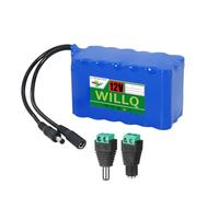 WILLQ Batteria Ricaricabile agli ioni Litio DC 12V 1800mAh-25000mAh per dispositivi a 12 Volt DC5521 Router/Radio/Striscia Luminosa a LED/Telecamera CCTV/Telescopio,No Light,12V15000mAh