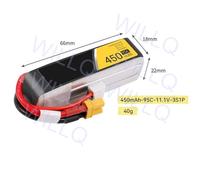 WILLQ Pacco Batteria LiPo da 7,4 V, 11,1 V, 14,8 V, 450 mAh, 75 C/95 C, con connettore XT30, per Drone RC FPV di Piccole Dimensioni, Batteria al Litio Ricaricabile,450mah 95c 11.1v xt30