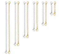 WillTen 12 pezzi prolunga per catena in oro e argento, prolunga per catena in acciaio inossidabile, prolunga per bracciale e collana, prolunga per catena, prolunga per collana per collane, Metallo