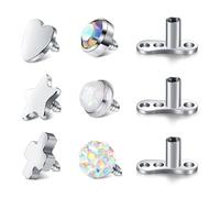 WillTen 2 piercing per ancoraggio dermico e base microdermals, in acciaio chirurgico 316L, con inserto in pietra, colore: argento, Metallo