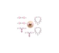 WillTen 3 paia di piercing finto per capezzoli con cuore rosa farfalla, gioielli regolabili senza clip per piercing su anelli per capezzoli, accessori per il body, Plastica