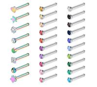 WillTen 30 Pezzi Borchie per Naso Dritte Argento, 20G Anello per Naso Borchia Dritta o a Forma di L in Acciaio Inossidabile Chirurgico Piccole Borchie per Naso Pin, Piccoli Gioielli per Piercing al